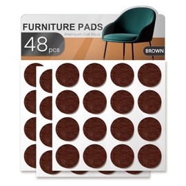 Chair Leg Floor Protectors, 48 PCS 1inch,Felt Furniture Pads, Furniture Sliders,Non Slip Pads Grippers,Under Couch Blocker,Chair Leg Pads,Furniture stoppers,Cabinet Bumpers (Brown, 1")