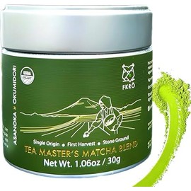 FKRO Tea Masters Organic Ceremonial Grade Matcha Té en polvo  1 cosecha seleccionada artesanalmente  Molido con piedra, flujo de aire mensual de