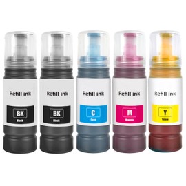 SHUOLEI Ink Compatible with Ink Bottle Multipack for ET-1810 ET-2726 ET-2810 ET-2811 ET-2812 ET-2814 ET-2815 ET-2820 ET-2821 ET-2825 ET-2826 ET-4800 (5 Pack 2BK/C/M/Y)