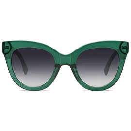 SOJOS SJ2074 - anteojos de sol retro de gran tamaño para mujer, Verde/Gris, Sobredimensionado