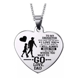yaaj diseños Collar Dije Corazon Para Papá Grabado Láser Personalizad