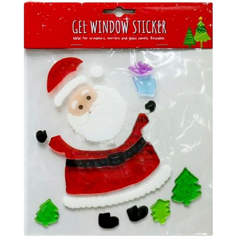 Set of 6 x Christmas Xmas Window Gel Jelly Stickers