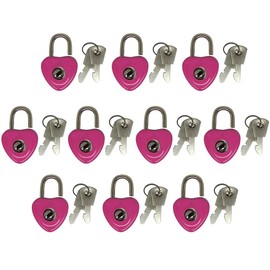 10 Pcs Heart Shaped Padlock Mini Heart Shape Padlock Key Metal Lock for Luggage Diary Book Jewelry Box Schoolbag Backpack Padlock Luggage Lock.Purple