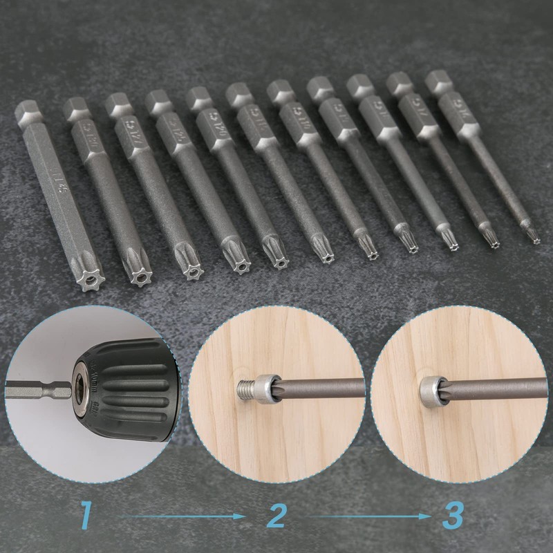 Torx Bit Set Hakkin 11Pcs Security Torx Bit Set 1/4”