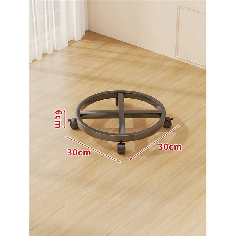 Round Iron Plant Caddy with Locking 360° Wheels, Mobile Flower