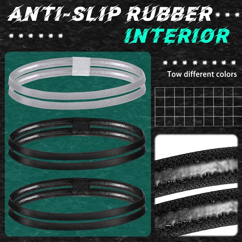 Shappy 3 Pieces Double-Straps Sport Headbands Elastic Hairband Non-Slip Sweatband