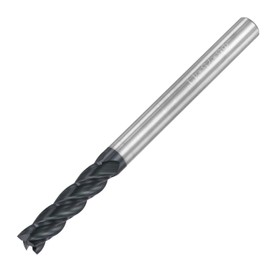 sourcing map End Mill Square Head 6 mm Tip Diameter Solid Carbide AlTiN Coated CNC Milling Cutter 4 Flutes Spiral Cutter HRC45 with 6 mm Shank 75 mm (3 Inch) Length