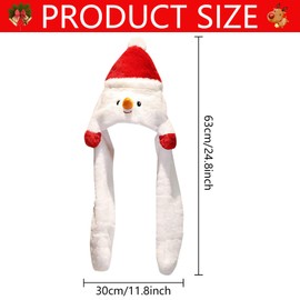 Qunkun Christmas Hat, LED Plush Christmas Hat, Christmas Hat Plush, Santa Plush Hat, Santa Hat, Funny Christmas Hat with Movable Ears, Santa Hat for Adults and Children