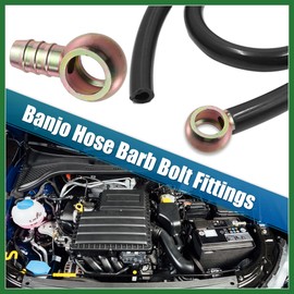 Motoforti 4 Set 18mm Banjo Hose Barb Bolt Fittings Banjo Bolt Washer Bronze Tone with 18mm Spacers for Car Long-lasting