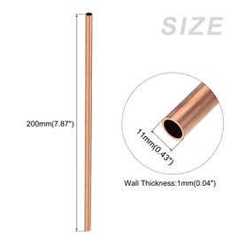 METALLIXITY Copper Pipe (11 mm OD x 1 mm Wall D x 200 mm L) 6 Pieces Straight Hoses - for Home Furnishings Machine Crafts Crafts