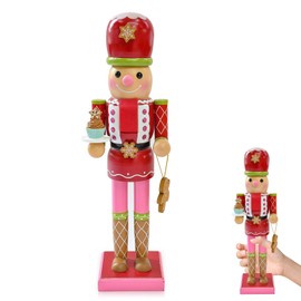 Red Nutcracker Soldier Ornaments Christmas Decorations, 14 Inch christmas nutcracker figures large, Traditional Painted Wooden Doll,Nutcracker Soldier Puppet Doll for Fireplace Xmas Gift Indoor Decor
