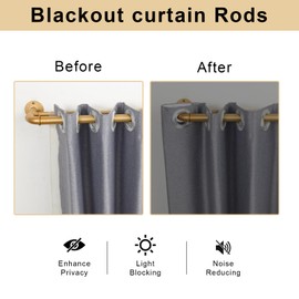1 Inch Industrial Curtain Rods, Iron Curtain Rod for Windows 28 to 48, Wrap Around Window Double Curtain Rod, Black Curtain Rods, Outdoor Farmhouse Curtain Rod, Room Divider Curtain Rod(Sand Gold)