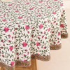 DecorAvenue Hand Block Printed Cotton Tablecloth – Elegant Floral Design,