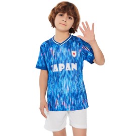 SURUIDA Kids Soccer Uniform, Including Japan National Team, Compatible with Various Countries, Nihon