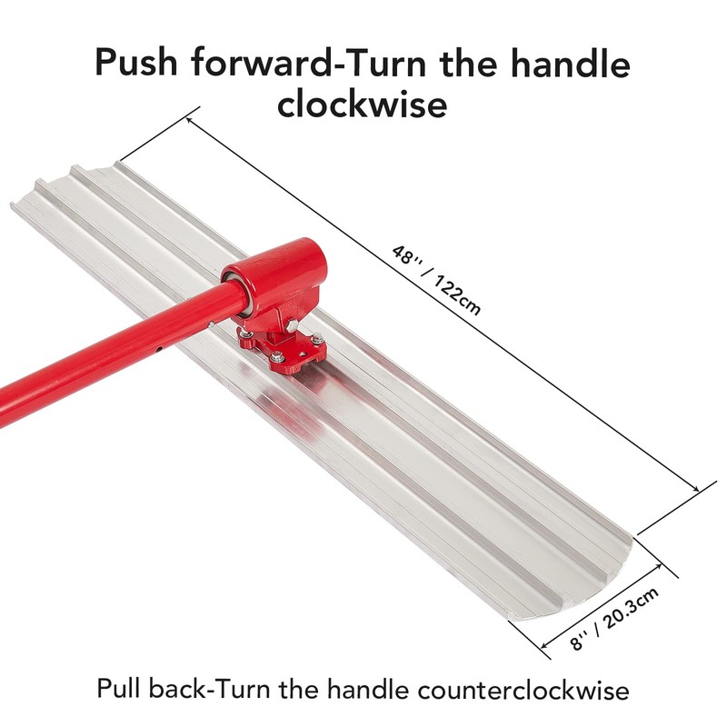 Towallmark 48x8" Magnesium Concrete Bull Float Kit, Professional Round End