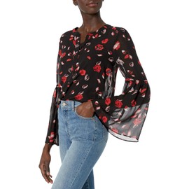 Kensie Women's Floating Petals Top - Black - X-Small