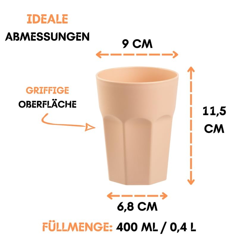ENGELLAND - 15 x Plastic Cups Apricot Pastel Colours 400ml