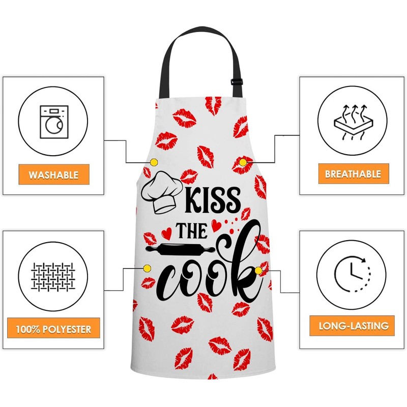 Xuwenz Kiss The Cook Bib Apron with Adjustable Neck for