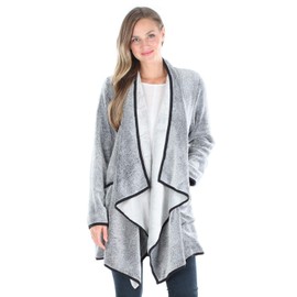 Sleepyheads Pajama Women's Fleece Long Sleeve Wrap Robe Cardigan with Pockets, Wrap- Heather Charcoal, Medium