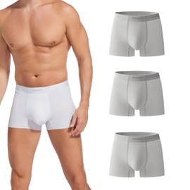 VEEAMON Mens Ice Skin Underwear 3-Pack Boxer Briefs Cool Silky Breathable Comfortable Trunks Underwear