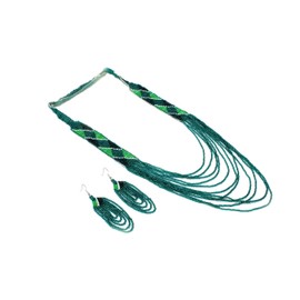 Weavish Layered Beaded Necklace – Boho Native Handmade Seed Bead Tassel Necklace, Bohemian Large Statement Beaded Necklace for Women (Maroon)