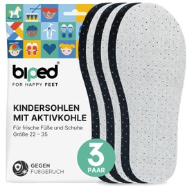 biped 3 Pairs of Children's Activated Carbon Latex Insoles - for Climate Control - Shoe Insoles Against Sweaty Feet for Hygienic Fresh Shoes and Feet z2768, gray