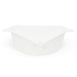 Corner Sink Caddy Kitchen Sink Organizer by Home Basics | White Plastic with Suction Cup in Corner and Dual Side Tabs - Holds Dish Brushes, Soap, Sponges, and Sink Stoppers