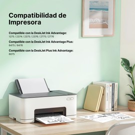 WISETA Cartuchos de Tinta Compatible para HP 667 667XL 667 XL Compatible con HP DeskJet Ink Advantage 2374 1275 2375 2376 2775 2776 y DeskJet Plus 6475 6476 6075 (2 Negro)