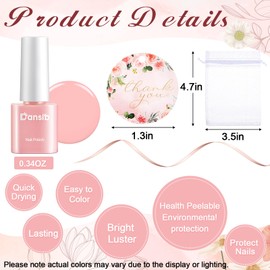 Dansib 36 Set Light Pink Mini Nail Polish Bulk Baby Shower Favors for Guests with Card and Organza Bags Quick Dry for Baby Shower Party Return Gifts Bridal Wedding Party Souvenir