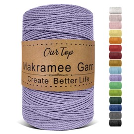 OurTop Premium Macrame Yarn Purple, 2 mm x 500 m Macrame Cord, Macrame Cord, Yarn for DIY Crafts, Weaving Decoration, Hanging Plant Hanger