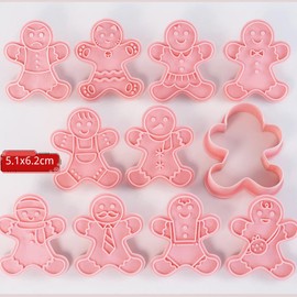 Gingerbread Man Cookie Cutters Set,10 PCS Gingerbread Man Biscut Cutters Set Plastic Christmas Cookie Cutters for DIY Chirstmas Party Decorations