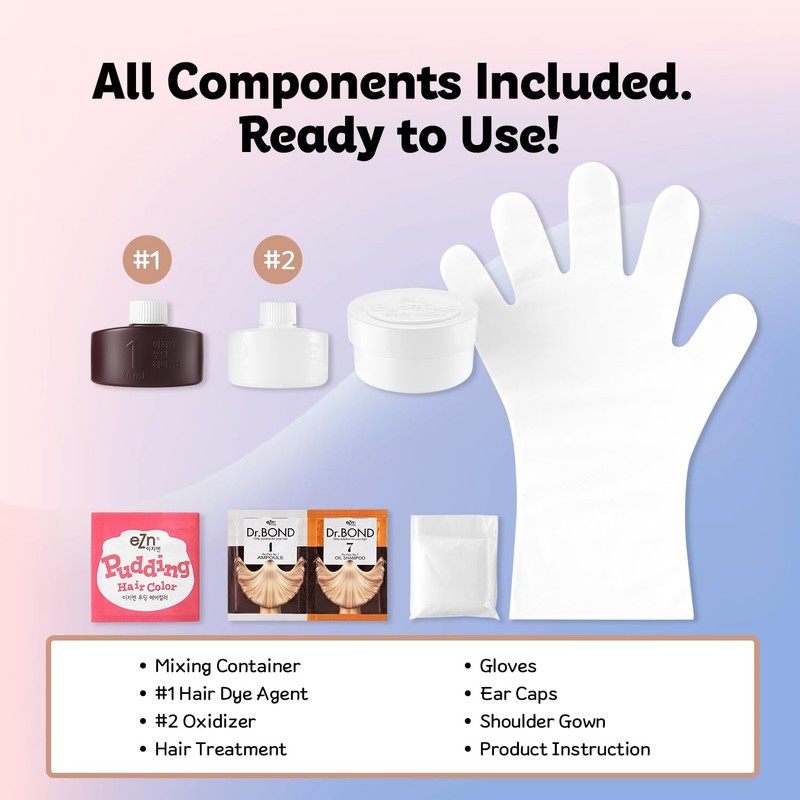 eZn Pudding Hair Dye, Ammonia-Free, Semi-Permanent DIY Korean Hair Dye