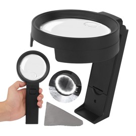 10X 30X Magnifying Glass with Light and Stand, 12LED Foldable Handheld Magnifier for Close Work, Such as Macular Degeneration, Elderly, Reading, Jewelry, Hobbies, Watch Repair, Embroidery