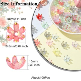 KitBeads 100pcs Random Acrylic Flower Bead Caps Colorful Bell Flower Beads 6-Petal Floral Loose Beads for Jewelry Making Bracelets Necklace Crafts Bulk