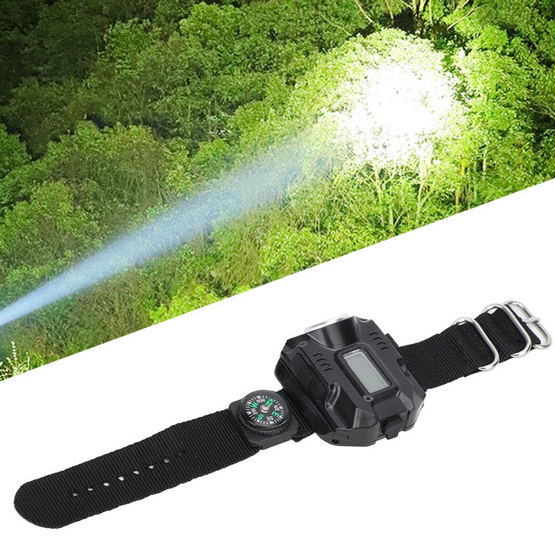 Outdoor Waterproof LED Portable Wrist Light Highlight Flashlight with Display