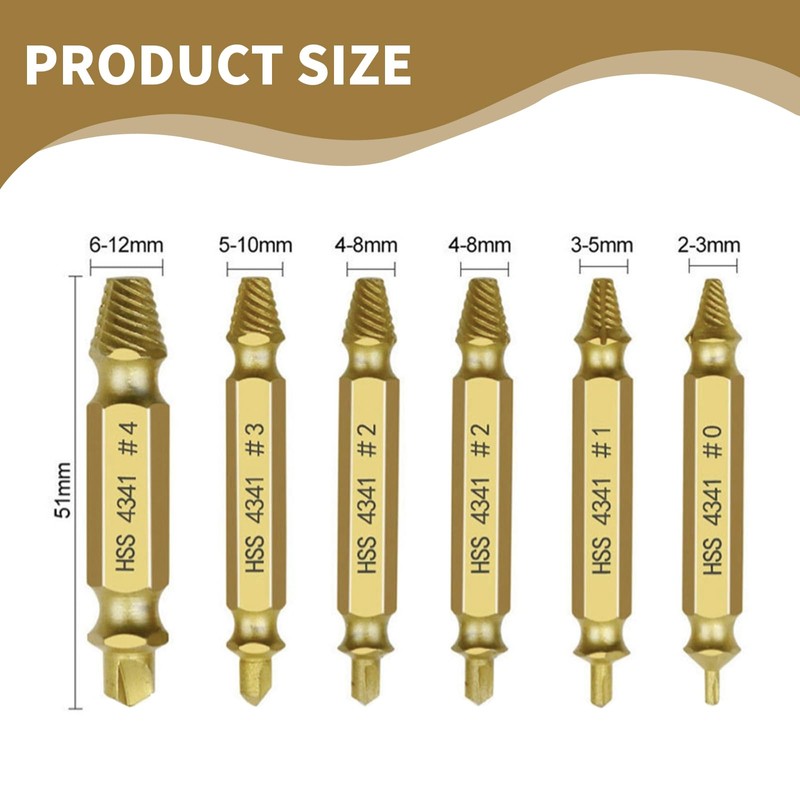 Asheyya 6PCS Screw Remover and Extractor Bit Set, Double Ended