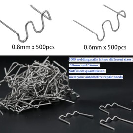 sunnilly Plastic Welding Machine Clips, Pack of 1000 Plastic Welding Device, Welding Rods Clamps 0.8 mm / 0.6 mm Welder Staple Clips, Bumper Repair Kit, for Car Bumper Hot Clips