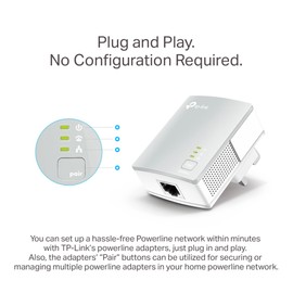 TP-Link TL-PA4010KIT Nano AV600 Powerline Adapter Starter Kit, Up to 300 m range, No Configuration Required, UK Plug White
