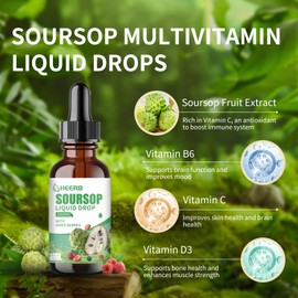 Soursop Liquid Drops,100% Pure Organic Soursop Extract Drops, Organic Soursop Extract Liquid Drops, Gluten Free, Natural Goodness 60 ml 2Fl oz