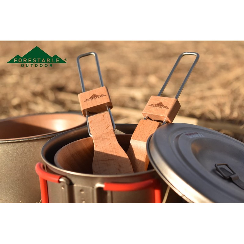 FORESTABLE Folding Fork Wooden Natural Wood Outdoor Camping Fork