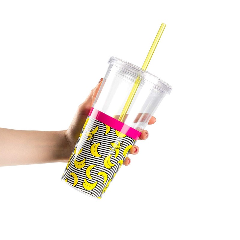 Mustard M12042 plátano - Taza de paja de doble pared,