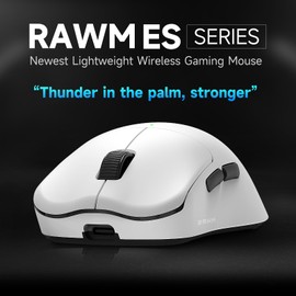 RAWM ES21PRO 8K Wireless Gaming Mouse, 47g Ultra-Lightweight, PAW 3950 Optical Sensor with 3,0000 DPI, 6 Programmable Buttons, 8K Dongle Including (White)