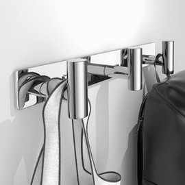 VINHOLD Wall Mounted Coat Rack-3 Hooks, Heavy Duty Stainless Steel Wall Hooks for Towel Coat Bag, Hat Rack Coat Hanger Coat Hooks Towel Racks for Bathroom Entryway Kitchen Hotel (Glossy, 1 Pack)