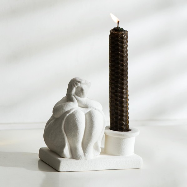 Kendiis Candle Holder, Girl Thinking Candlestick Holder for Spell Candles