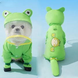 ETOSEM Dog Raincoat with Boots,Waterproof Dog Raincoats with Hood for Small Medium Large Dogs,Raincoat with Leash Ring (Green Frog, Small)