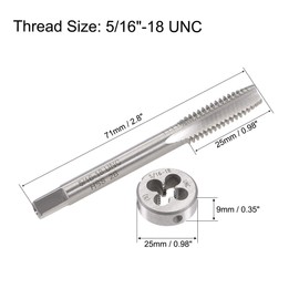 sourcing map 5/16"-18 UNC Tap and Die Set, HSS Machine Thread Tap with Round Threading Die, Right Hand