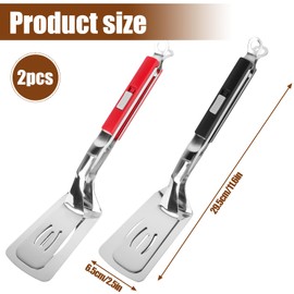 2 Pcs Barbecue Tongs Anti-Slip, 2 in 1 Spatula Tongs, Grill Clamp Spatula for Steak, Stainless Steel Egg Flipper Spatula, Metal Food Tongs Pancake Spatula, Cooking Tongs for BBQ, Steak, Bread, Egg
