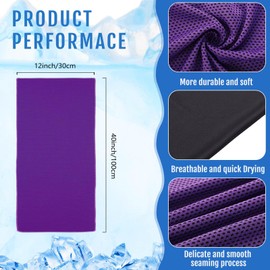 Hosuly 6 Pack Cooling Towels 40" x 12" Cooling Towels for Neck and Face, Cooling Towels for Hot Weather Ice Breathable Chilly Portable Cooling Neck Wraps for Yoga (Purple)