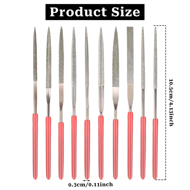 10Pcs Mini Metal File, Mini Diamond Needle File Set, Diamond