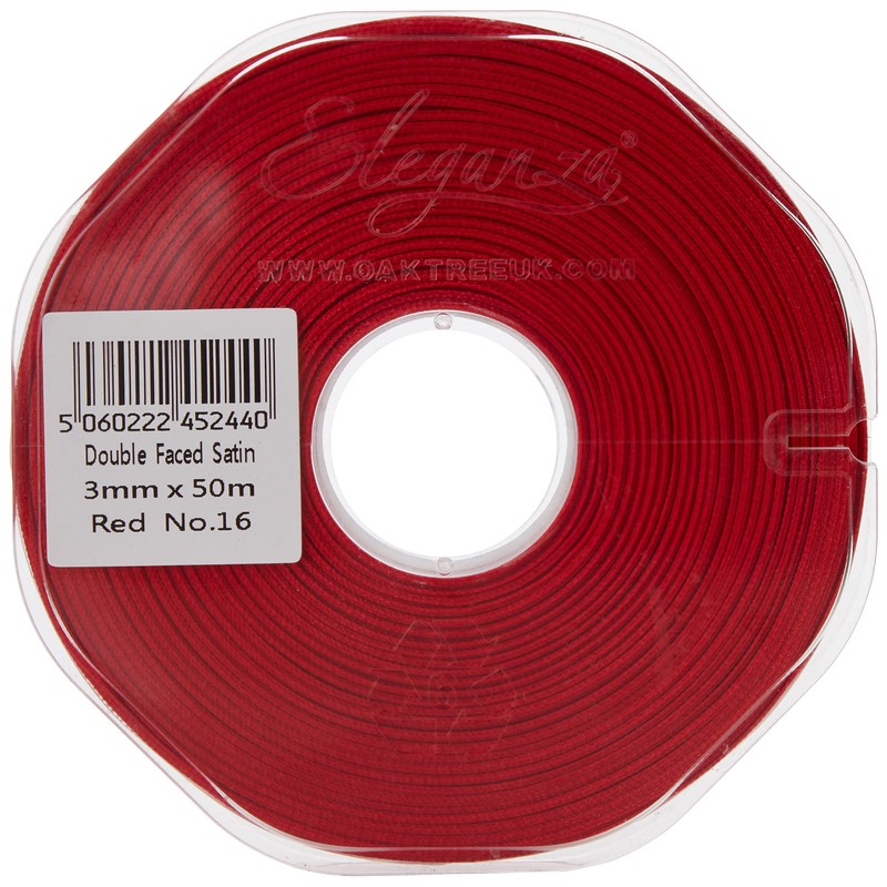 ELEGANZA Double Faced Satin 3mm x 50m Red No.16
